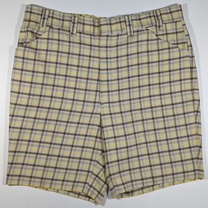 Vintage 60s Montgomery Ward Plaid Shorts Men's Size 36 Brown Yellow Blue